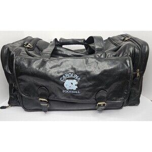 Leather North Carolina Tar Heels UNC Sport Duffel Bag Black LRG.  22"x12"x12"